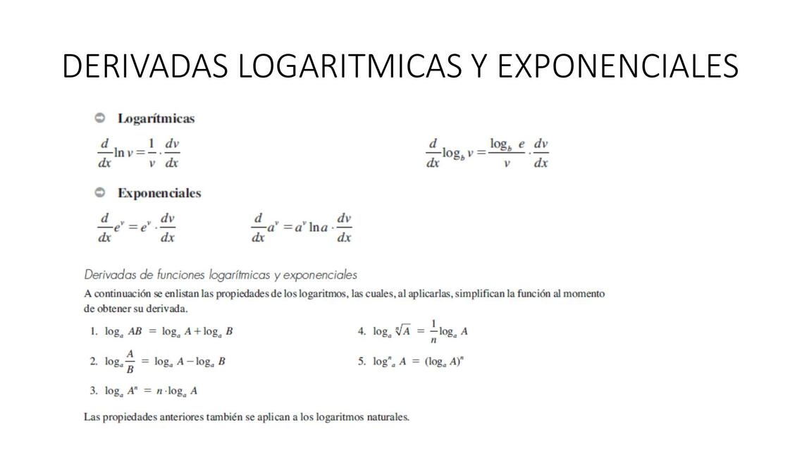 Derivadas logaritmicas y exponenciales