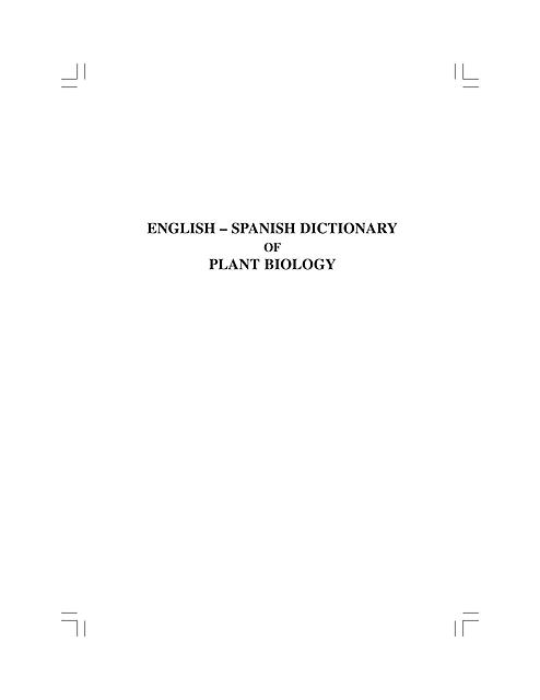 English Spanish Dictionary of Plant Biology