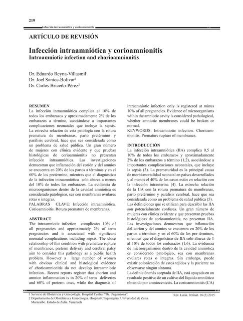 Infección  intraamniótica y  corioamnionitis 