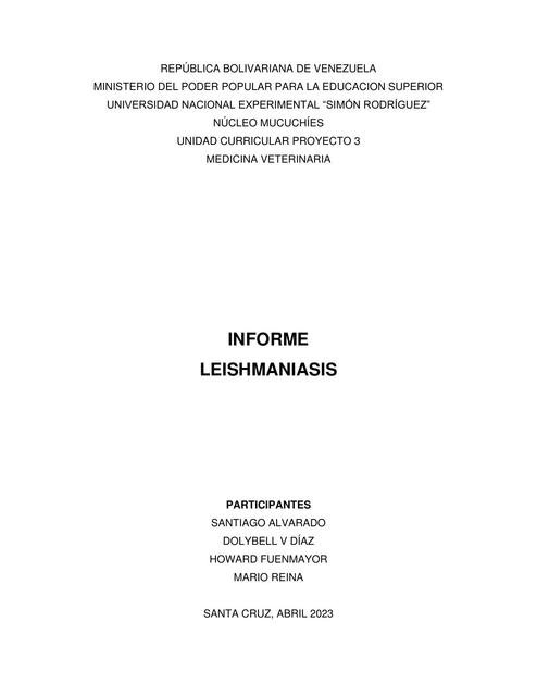 Informe Leishmaniasis 