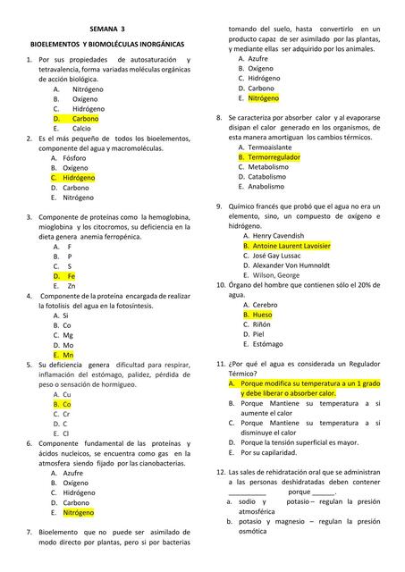 Bioelementos y Biomoléculas Inorgánicas 