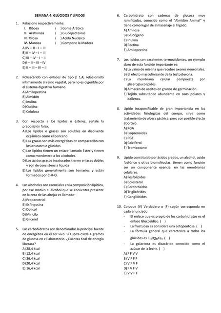 Semana 4: Glucidos y lipidos  