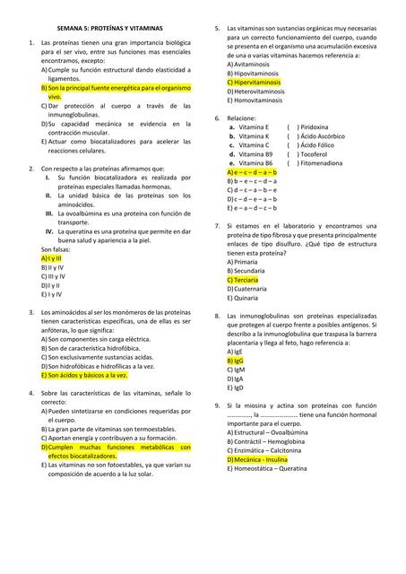 Semana 5: Proteínas y vitaminas 