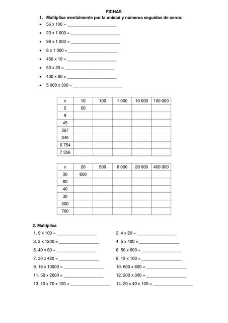 Fichas de Matemáticas 