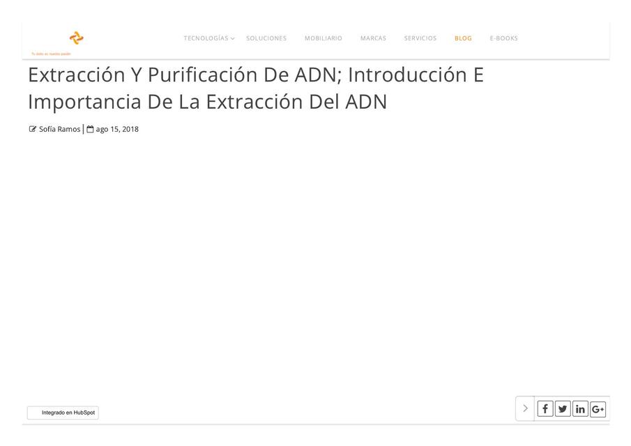 Extracción y Purificación de ADN Introducción e Importancia de la Extracción del ADN 