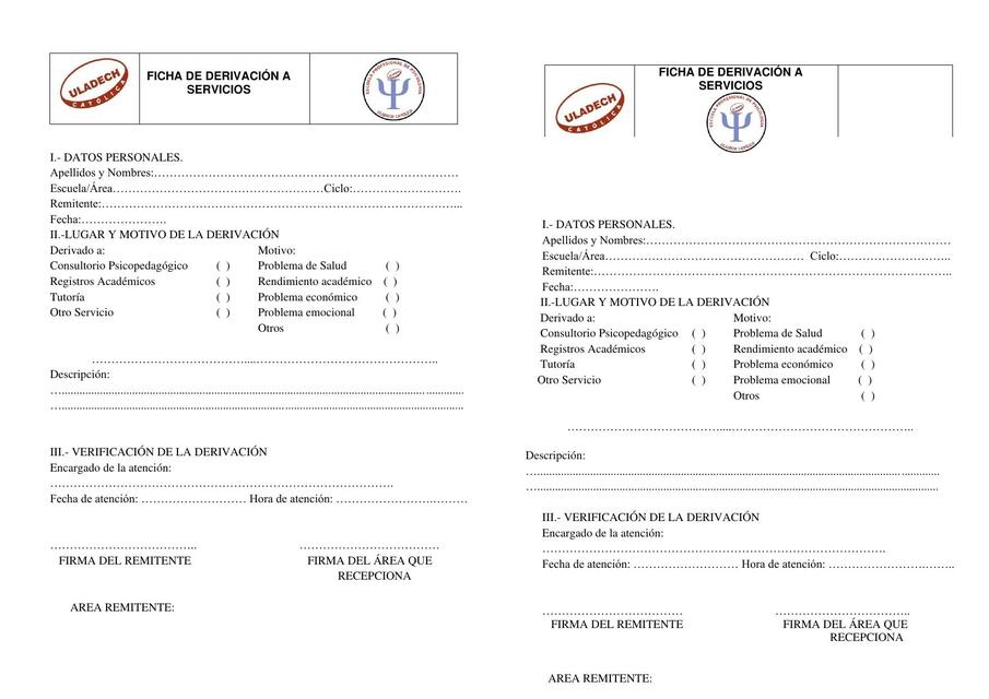 Ficha de Derivación a Servicios 