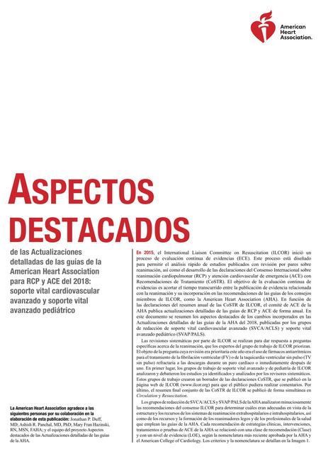 Aspectos destacados de las Actualizaciones de las guías de la American Heart Association para RCP