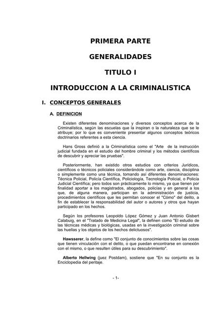 Introducción a la Criminalística 