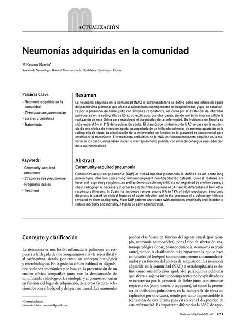 Neumonías adquiridas en la comunidad 