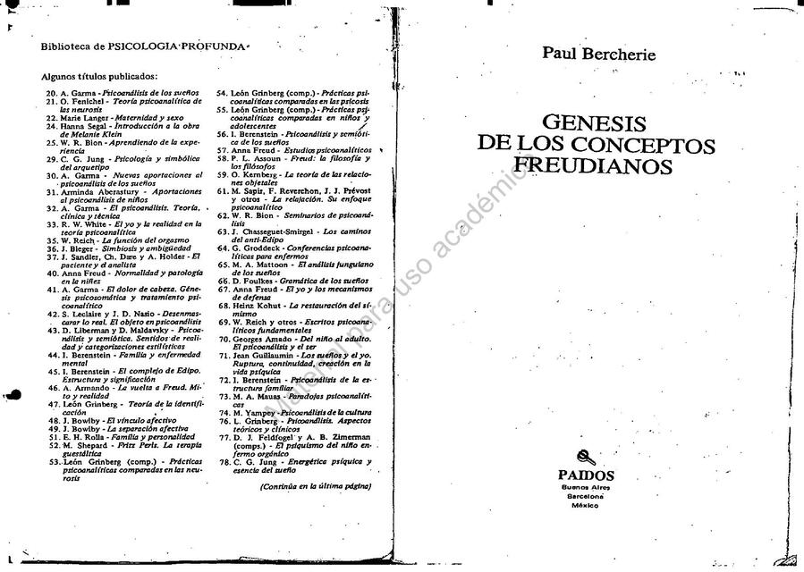 Génesis de los Conceptos Freudianos 