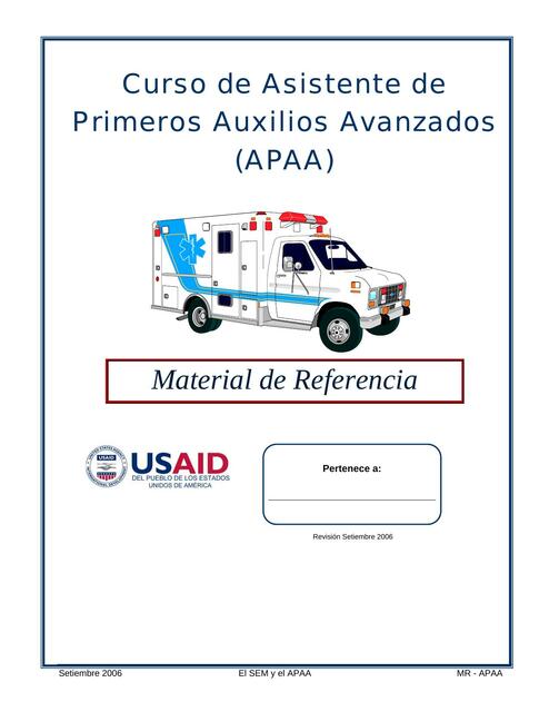 Curso de Asistente de Primeros Auxilios Avanzados