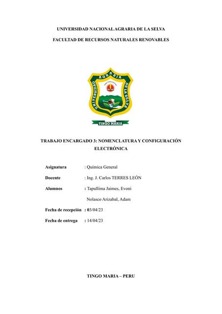 Nomenclatura y configuración electrónica