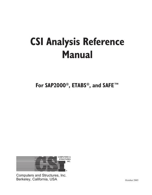 CSI  Anal y sis  Reference Manual 