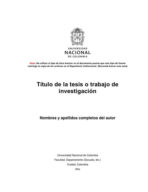 Título de la tesis o trabajo de  investigación 