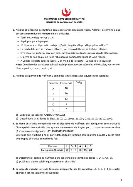 Ejercicios de Compresión de Datos 