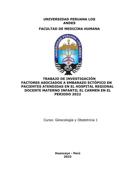 Factores Asociados a Embarazo Ectópico en Paciente