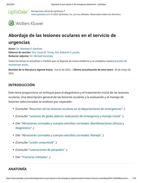 Abordaje de las Lesiones Oculares en el Servicio de Urgencias 