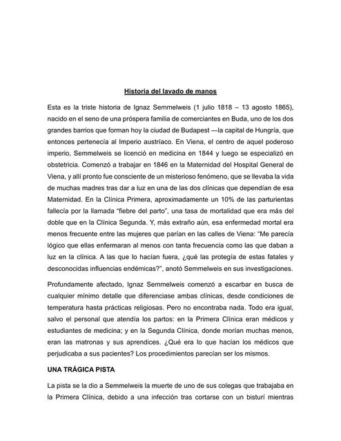 Historia del Lavado de Manos