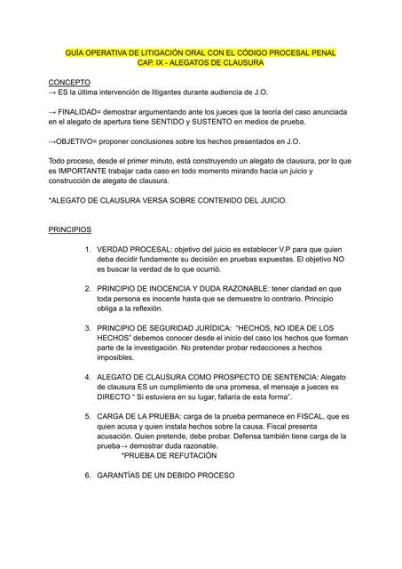 Guía operativa de litigación oral