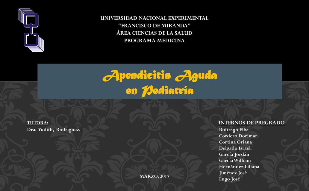 Apendicitis aguda en Pediatría    