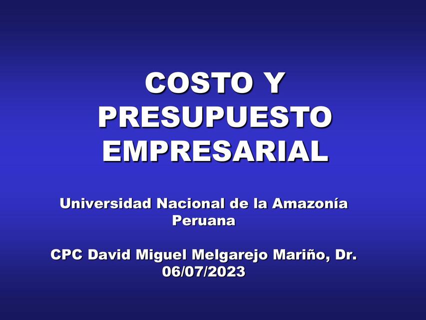 Costo y presupuesto empresarial 