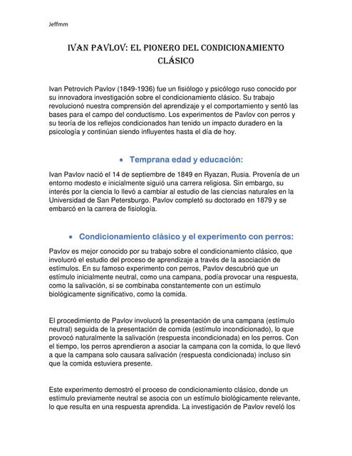 Ivan Pavlov: El pionero del condicionamiento clásico 