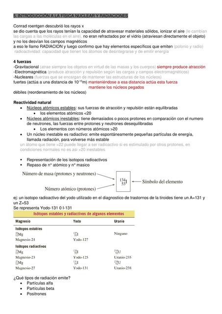 Introducción a la Física Nuclear y Radiaciones 