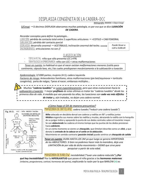 Displasia Congénita de la Cadera 