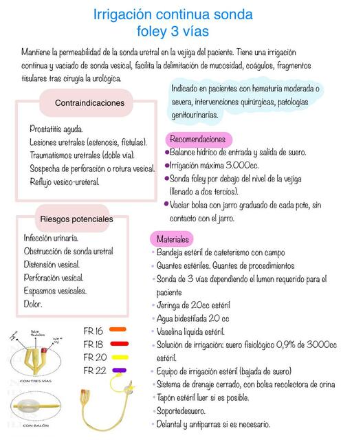 Irrigación Continua Sonda Foley 3 Vías