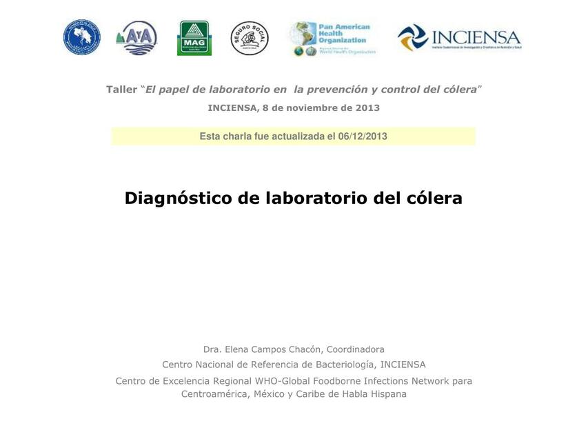 Diagnóstico de Laboratorio del Cólera 