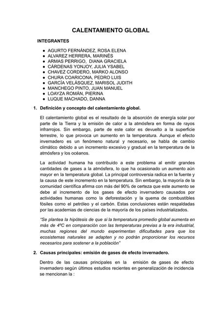 Calentamiento Global | sofia hernandez | uDocz