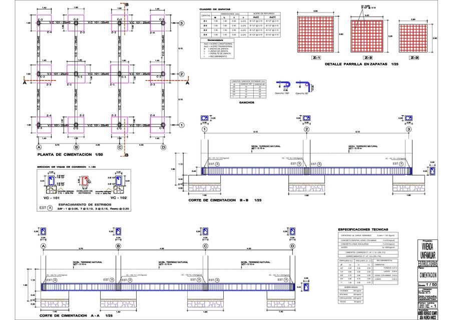 Plano de Estructuras Vivienda Unifamiliar