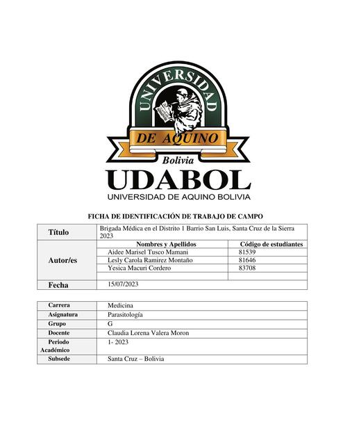 Monografia de Campo -Parasitología