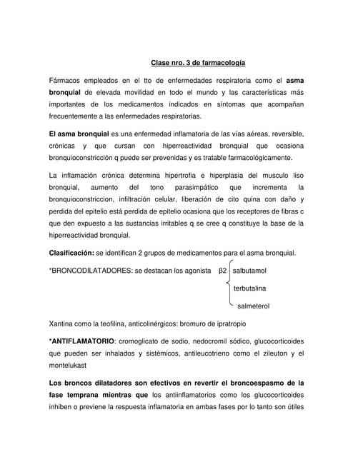 Fármacos  empleados en el tratamiento de enfermedades respiratorias