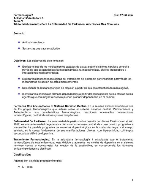 Medicamentos Para La Enfermedad De Parkinson. Adicciones Más Comunes.