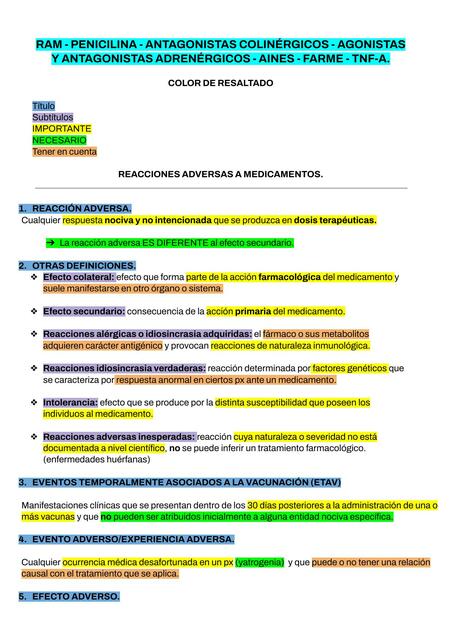 Reacciones Adversas a Medicamentos 