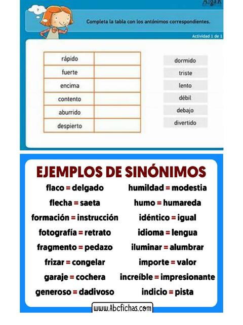 Ejemplos de sinónimos