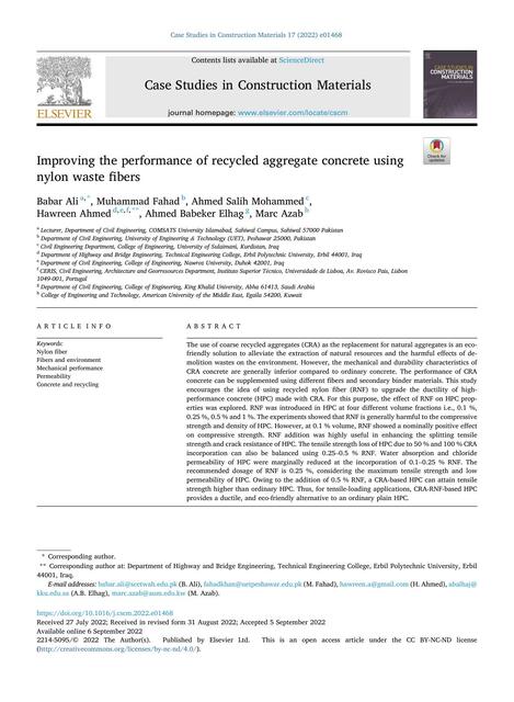 Improving the Performance of Recycled Aggregate Concrete Using Nylon Waste Fibers 