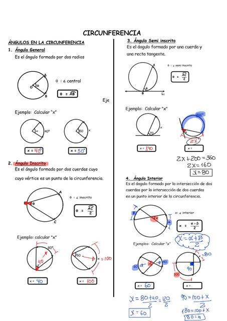 Ángulos  En La Circunferencia 220 