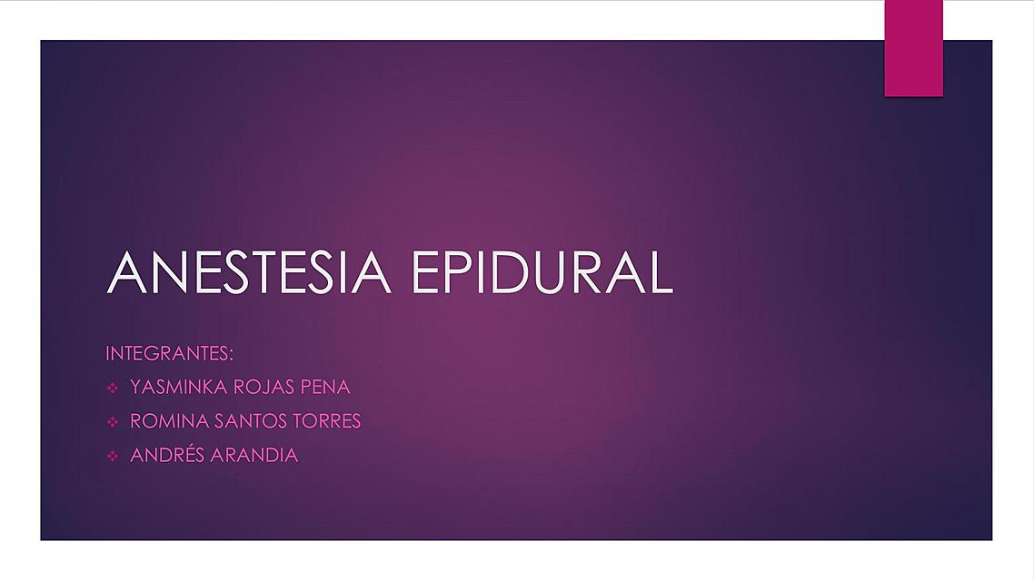 ANESTESIA EPIDURAL