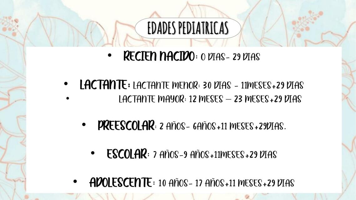 Edades Pediatricas | Medicina Óptima | UDocz