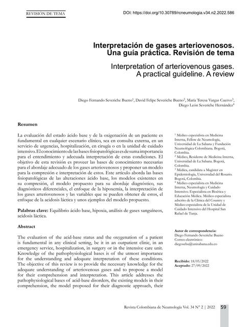 Interpretación de Gases Arteriovenosos 