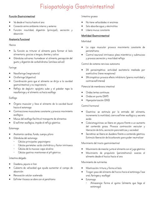 Fisiopatología Gastrointestinal