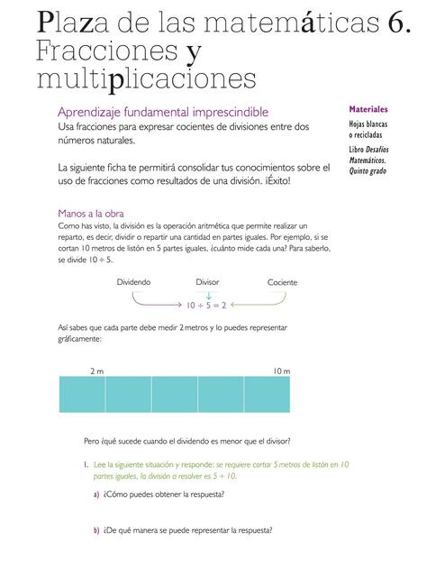Flashcards de Plaza de las Matemáticas 6. Fracciones y Multiplic | Por ...