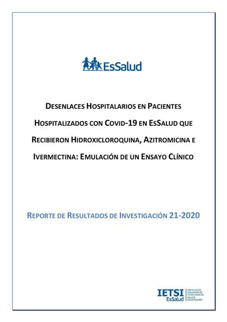 Desenlaces hospitalarios en pacientes hospitalizados con Covid 19