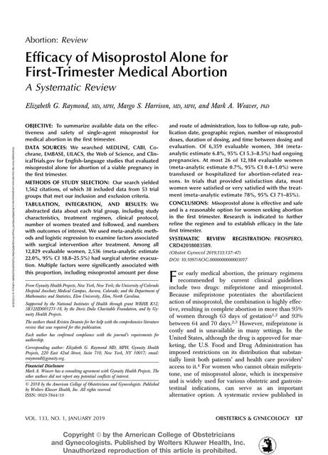 Efficacy of Misoprostol Alone 1T° Medical Abortion