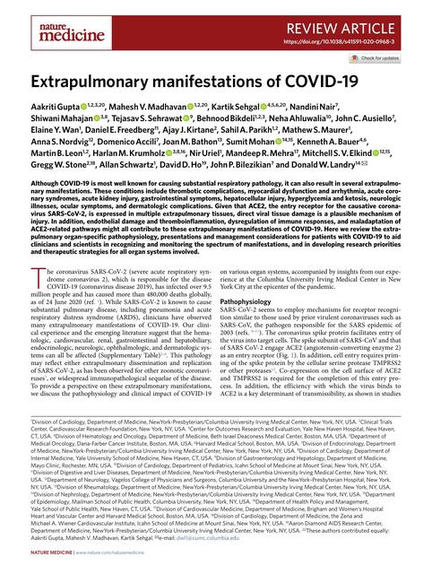 Manifestaciones extrapulmonares del COVID 19 