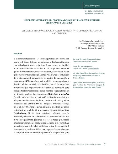 Síndrome metabólico, un problema de salud pública 