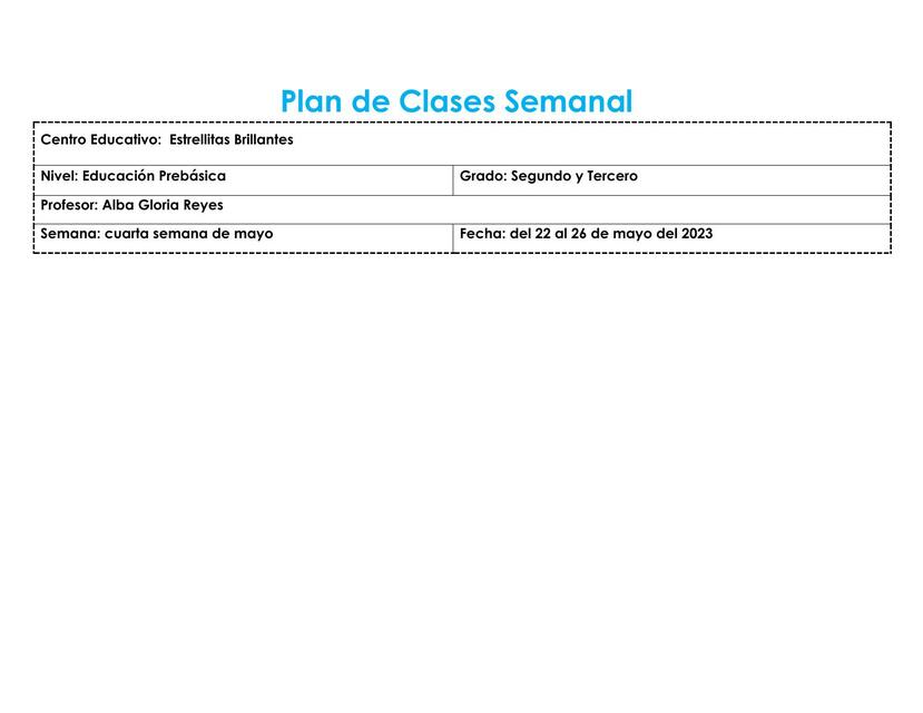 Plan de Clases Semanal 