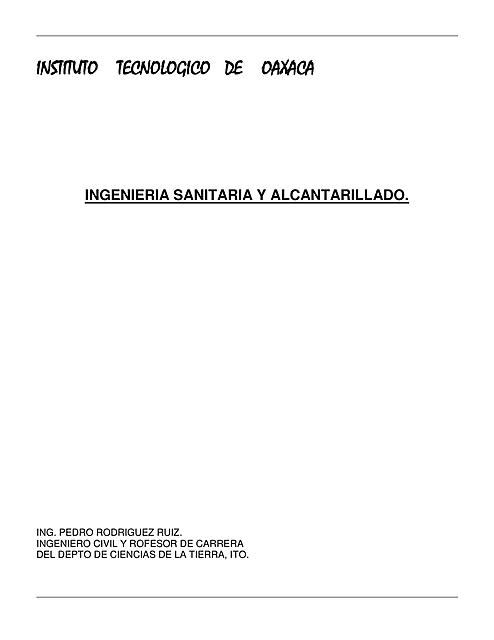 APUNTES DE INGENIERIA SANITARIA Y ALCANTARILLADO